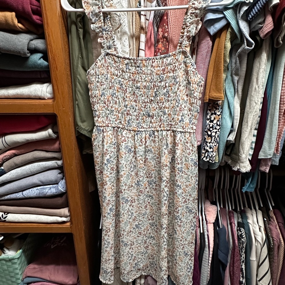 Floral Smocked Dress with Ruffle Straps